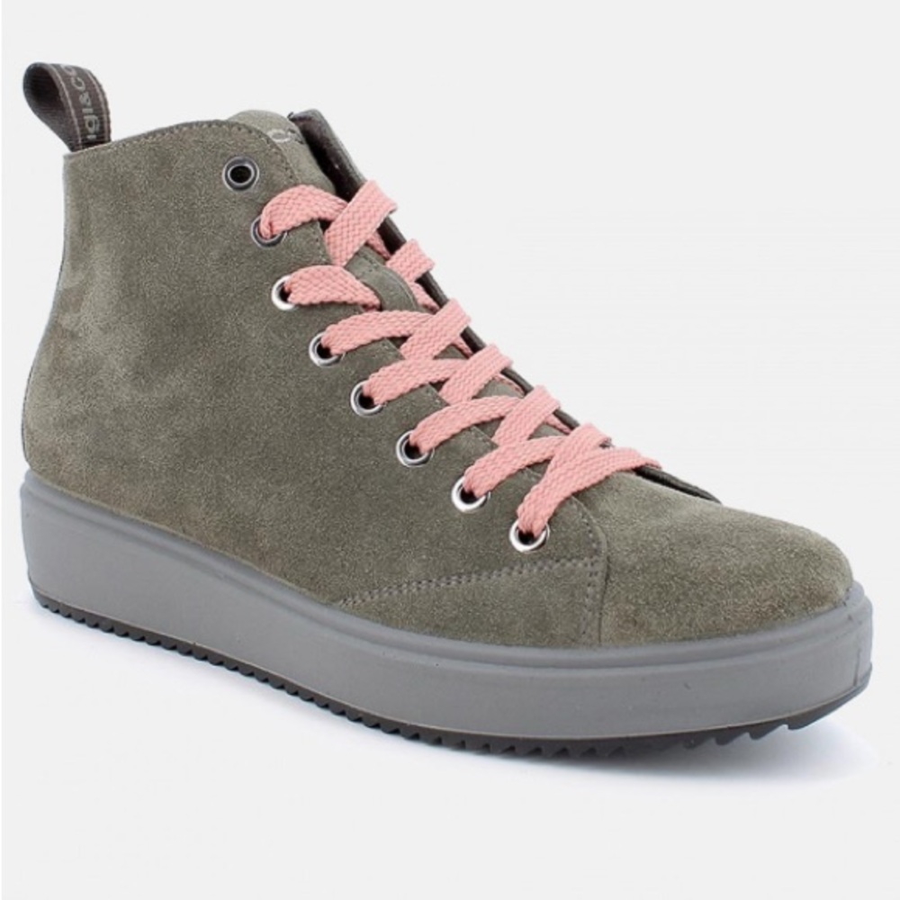 Stylish Olive Green Suede High-Top Sneakers